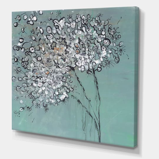 Designart - Teal Blossoming Dandelion - Modern & Contemporary Canvas Art Print